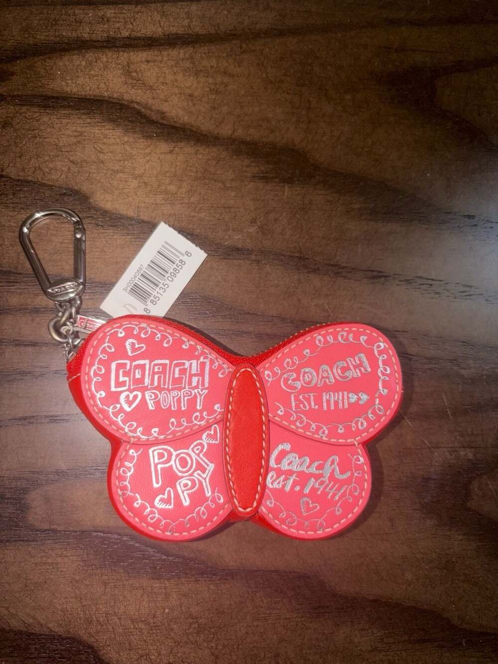 Coach Poppy Butterfly Coin Pouch Keychain HTF